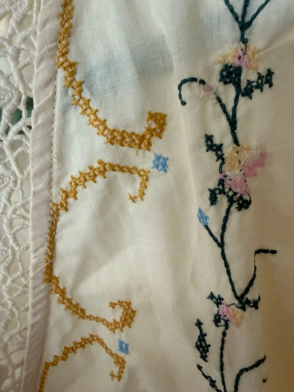 Eyelet Embroidered Tie Front Top Size US XL 100% Cotton Made in India - Picture 5 of 5